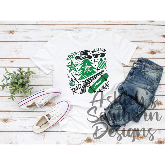 Green Christmas Collage Tee