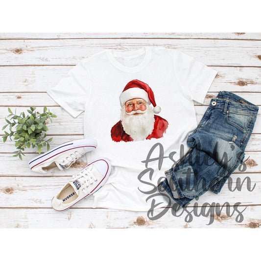 Watercolor Santa Tee