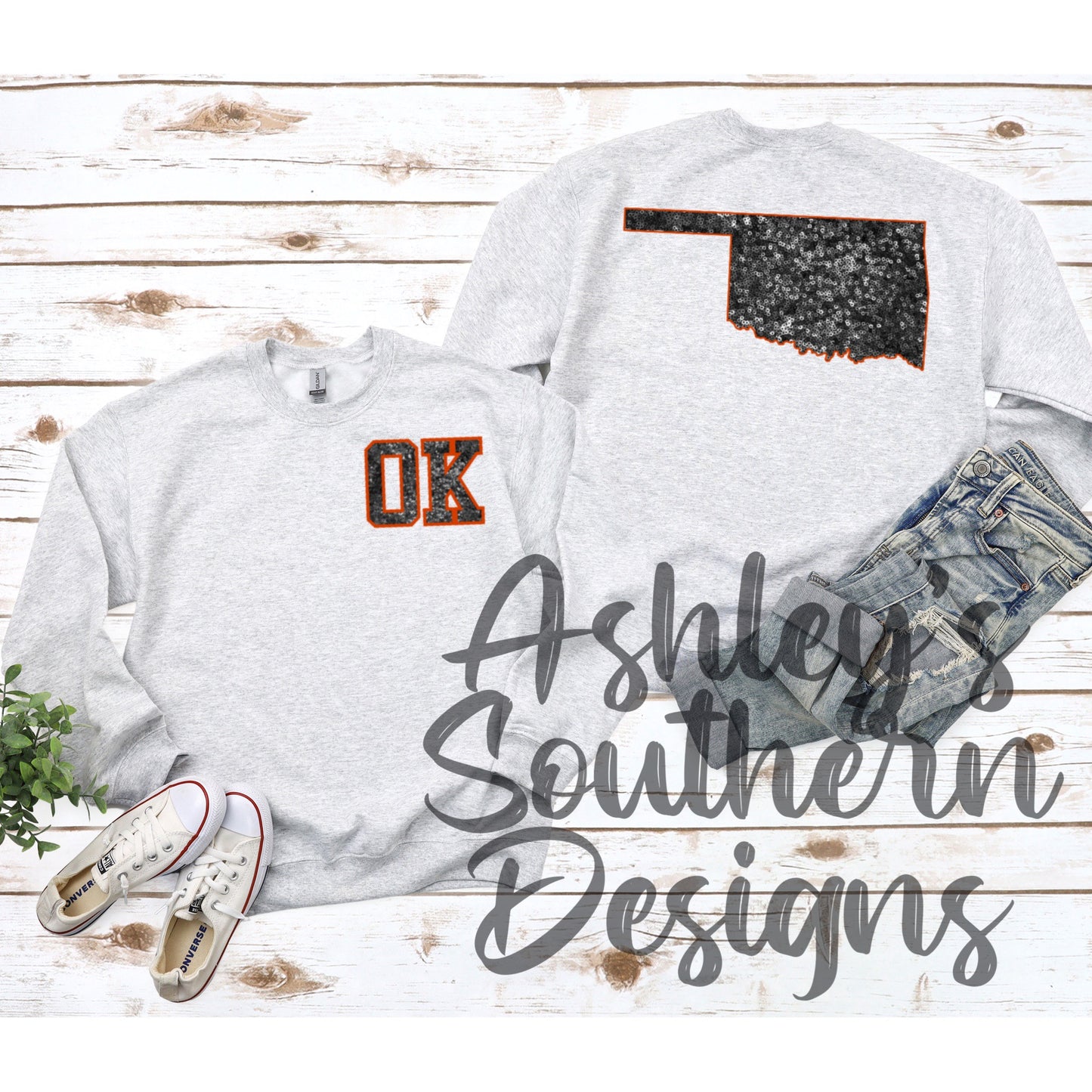 OK Orange Faux Sequin Sweatshirt