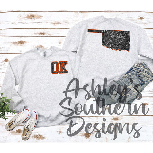 OK Orange Faux Sequin Sweatshirt