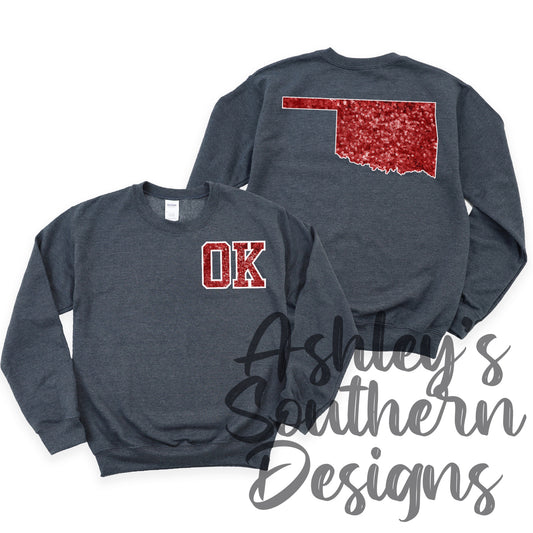OK Red Faux Sequin Sweatshirt