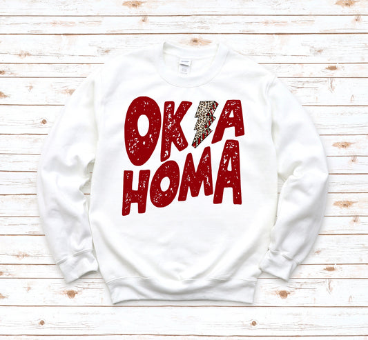 Oklahoma Lightning Bolt- Red